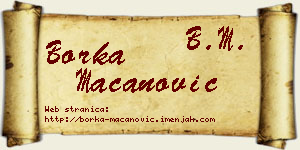 Borka Macanović vizit kartica